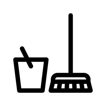 black bucket, broom, cleaning tools clip art preview