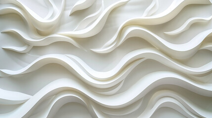 Obraz premium Abstract white wavy texture forming a dynamic and fluid pattern, suitable for backgrounds or wallpapers.