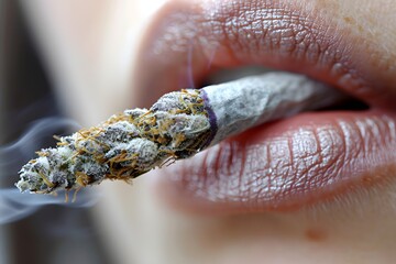 Close Up of Person Smoking a Cigarette. Generative AI