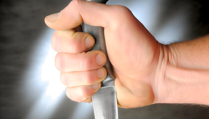 Fototapeta premium Close-Up of Hand Holding a Knife