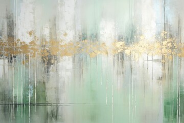 The abstract picture of the gold, green and yellow colour that has been painted or splashed on the white blank background wallpaper to form random shape that cannot be describe yet beautiful. AIGX01.