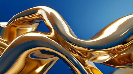 Abstract Composition of Interwoven Gold Shapes