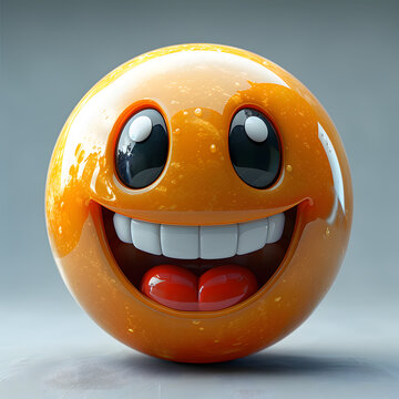 Yellow isolated smiley on a Light background. Cartoon, mimic, cheerful, positive