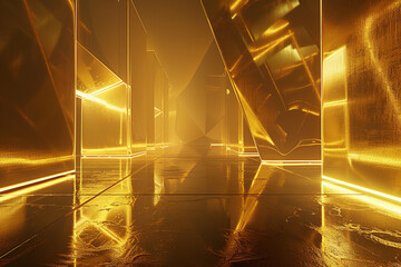  Futuristic corridor with neon lights. Futuristic interior, Generative Ai