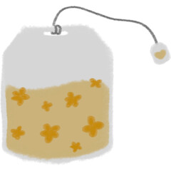yellow flower herbal teabag