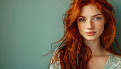 Beauty portrait of a beautiful young red-haired woman