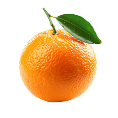 orange with leaf on transparent background png