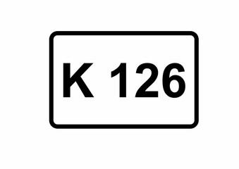 Illustration eines Kreisstraßenschildes der K 126 in Deutschland	