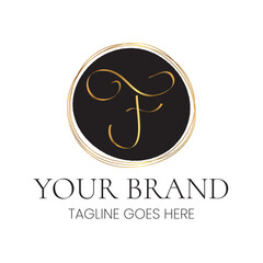 Elegant F Letter Initial Clean Feminine Business Logo