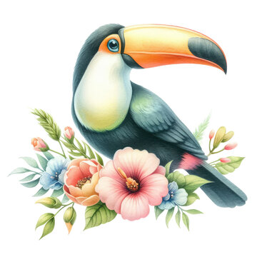 recommend clip art: Flying Animal with Flowers Clipart Illustration
