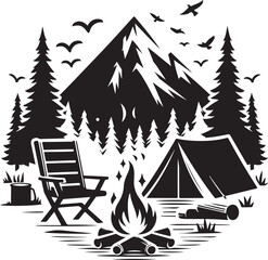 Outdoor For leisure time entertainment, silhouette vector style