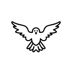 Fototapeta premium Bird in Flight Icon, Black Line Design, Freedom and Nature Concept