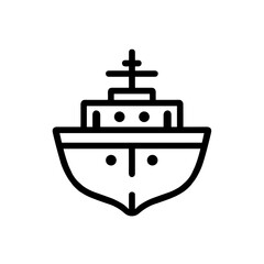 Ship Icon, Black Line Drawing, Maritime Transportation Symbol