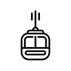 Obraz premium Cable Car Icon, Black Line Art, Mountain Transport Symbol