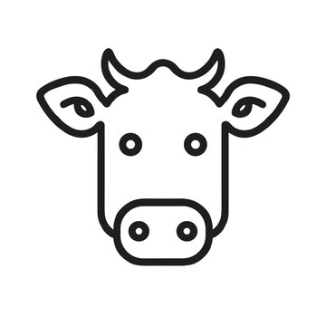 recommend clip art: Cow Face Icon, Farm Animal Line Art, Agriculture Concept