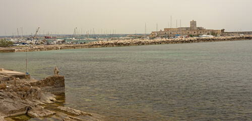 mediterranean sea waterfront and old town in Trapani in Sicily - obrazy, fototapety, plakaty