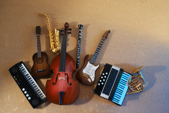 World music day. Assortment of Musical Instruments