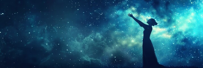 Naklejka premium Virgo Zodiac Sign, Horoscope Symbol, Magic Astrology Girl, Woman in Fantastic Night Sky