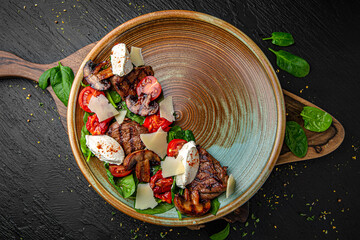  Menu for a pub on a dark background. Colorful juicy food photography.