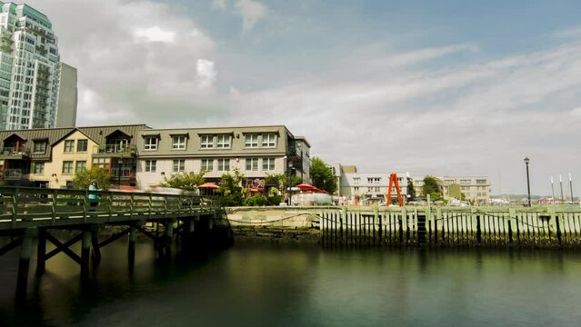 A panning timelapse of Halifax Waterfront Boardwalk.