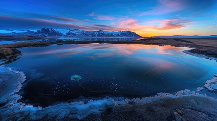 Tranquil Evening at the Icelandic Salt Lake