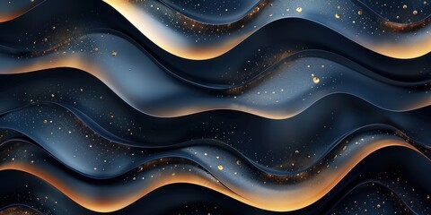 Abstract 3d luxury premium background, colorful flowing curved waves, golden accent, lighting effect - 791029994