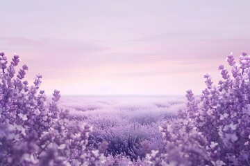 Lavender fields under a pastel purple sky