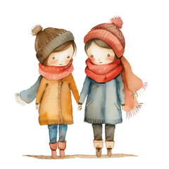Children holding hands, children's friendship vector illustration