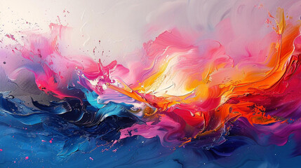 abstract painting with a mixture of bright colors