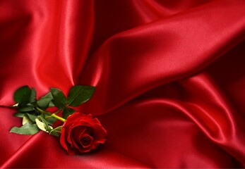 Rosa y sábanas de seda roja