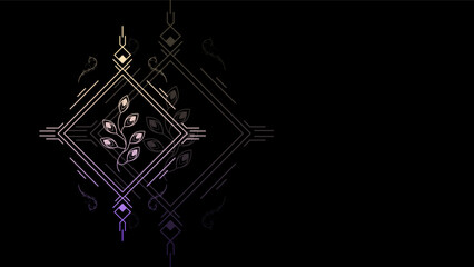 Art Abstract Dark Black Background WIth Gradient Plant Geometric Glow Wallpaper Vector Design Style
