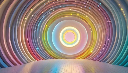 Fototapeta premium Radiant Revolve: 3D Rendering of a Colorful Circles Environment