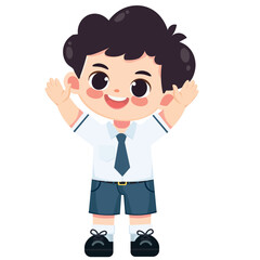 Happy cute Thai student in uniform 