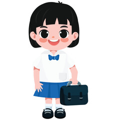 Happy cute Thai student in uniform 