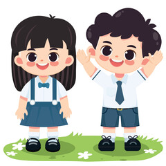 Happy cute Thai student in uniform 