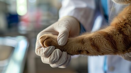 A professional veterinarian providing medical care to a pet in a clinic, focusing on animal health and wellness.