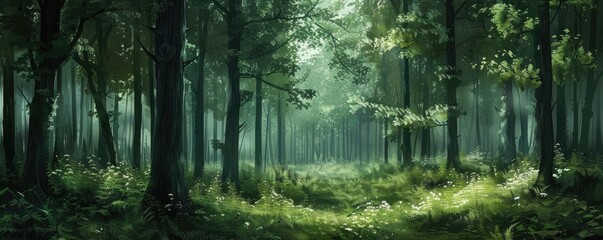 Fototapeta premium An ilustrated magical forest