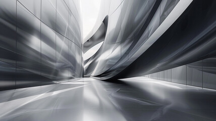 An abstract, minimalist canvas where delicate, translucent strokes of slate gray and cool steel blend, creating a background that mirrors the quiet strength and simplicity of modern architecture