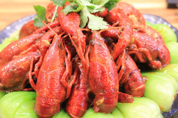 Chinese baked lobster on a plate