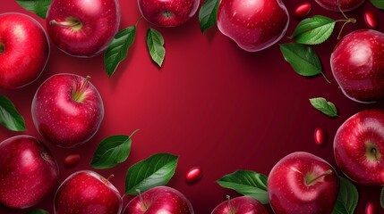 Ripe red apple fresh fruit banner for sale, web design, and food stock photo market