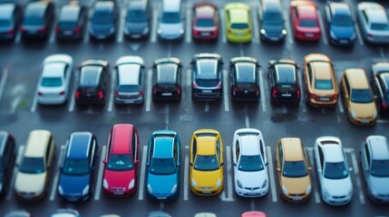 Used car parked in garage for sale promotion poster, car parking concept