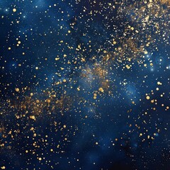 A blue sky with gold stars scattered throughout. The stars are small and shiny, giving the impression of a sparkling night sky. Scene is one of wonder and awe