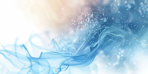 Light abstract background with blue waves and sparkling bokeh, wide format - obrazy, fototapety, plakaty