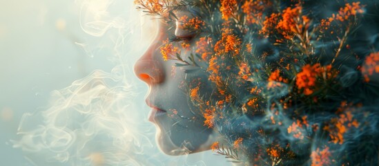 Find a quiet spot away from the crowd to gather your thoughts and regulate your breathing.Double exposure - obrazy, fototapety, plakaty