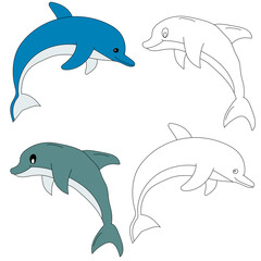 Dolphin Clipart. Aquatic Animal Clipart for Lovers of Underwater Sea Animals, Marine Life, and Sea Life