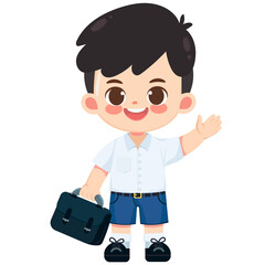 Happy cute Thai student in uniform 