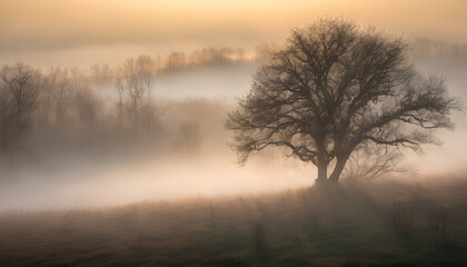 Golden Twilight Mist Generative AI