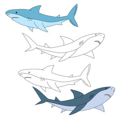 Shark Clipart. Aquatic Animal Clipart for Lovers of Underwater Sea Animals, Marine Life, and Sea Life