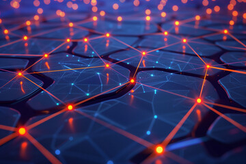 Glowing interconnected nodes symbolizing secure network encryption