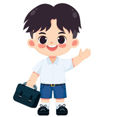 Happy cute Thai student in uniform 